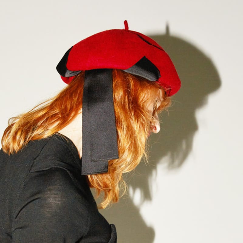 Берет из шерстяного джерси с лентой - RD