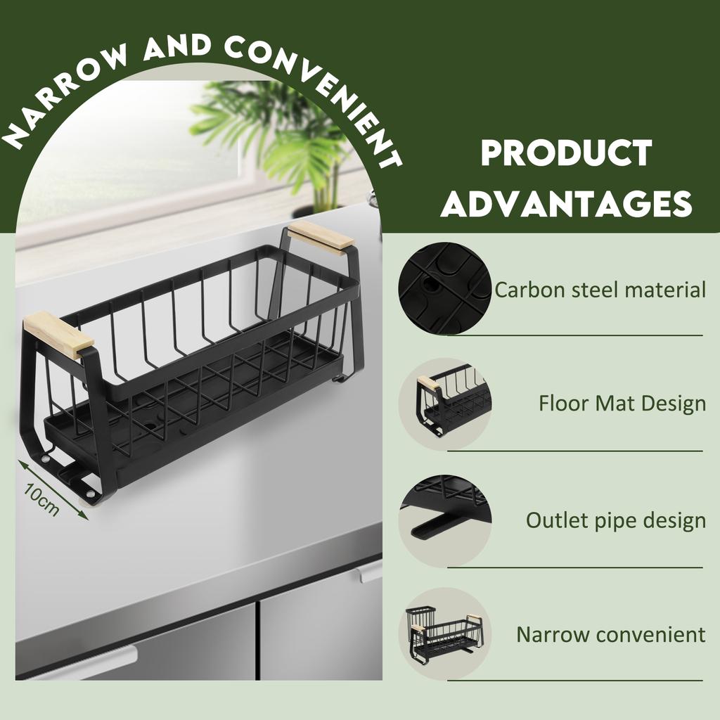 Kitchen Sink Drain Rack Sponge Cleaning Tools Storage Holder Carbon Steel Wire Ball Rag Hanger Sink Countertop Organizer