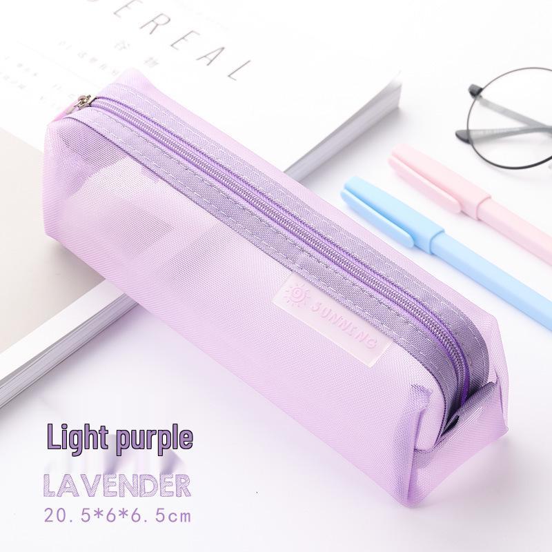 Korean Japanese-Style Transparent Mesh Pencil Case: Cute & Fresh