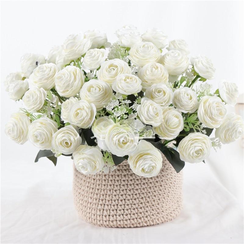 Rose Flower Artificial Bouquet With Silk Material For Home Wedding Decoration