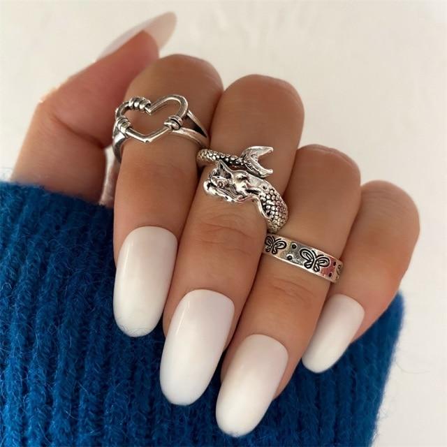 17 км готический панк стимпанк сердце бабочка череп наборы колец ювелирные изделия для вечеринок 2021