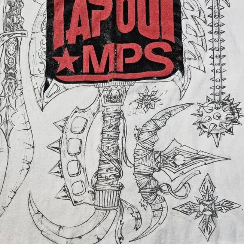 Футболка в стиле ретро Y2K, новая хип-хоп-футболка в стиле Харадзюку с круглым вырезом и коротким рукавом, готический принт, свободный топ, уличная одежда