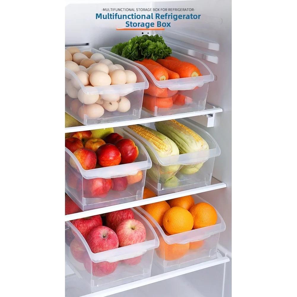 Stackable Refrigerator Storage Drawer Box With Smooth Pull-Out Function For Eggs Vegetables And Daily Food Items