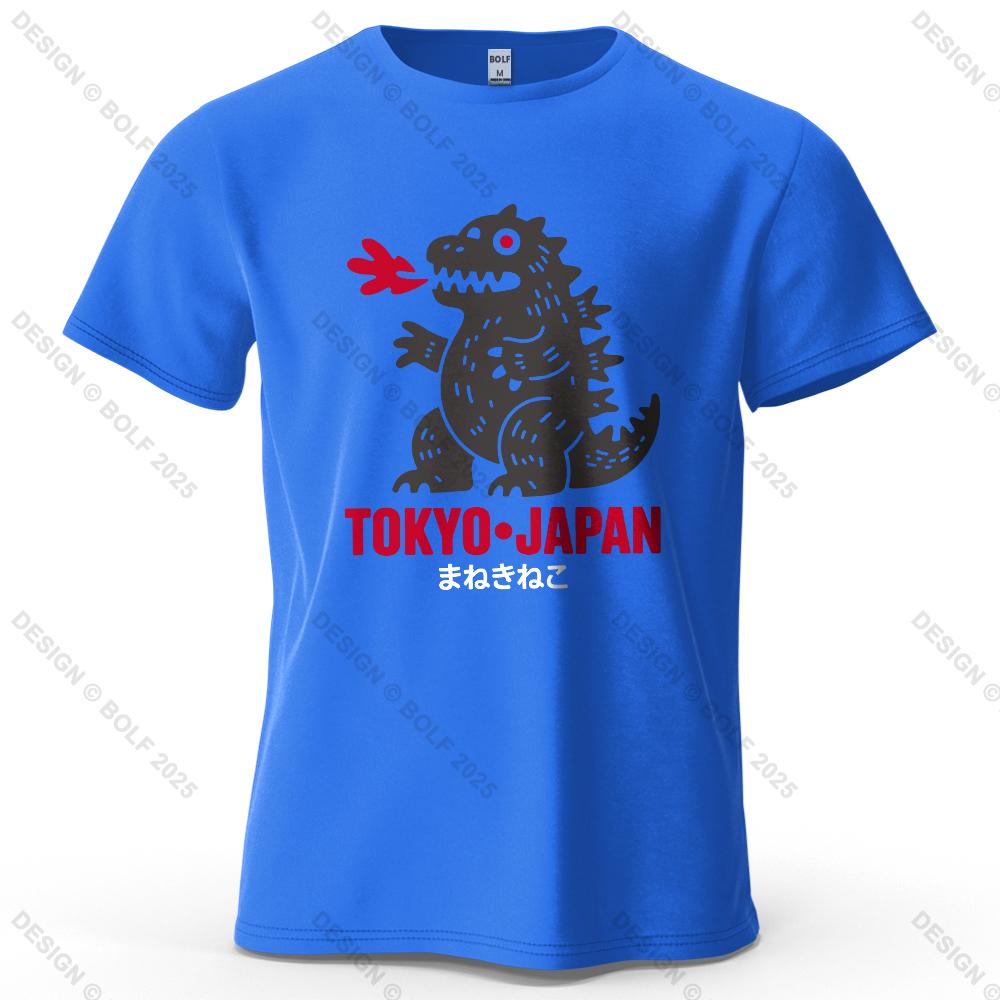 S5XL Tokyo Dinosaur Printed Mens TShirt 100 Cotton Oversized Japanese Harajuku Graphic Tees Tops Tees Casual Streetwear