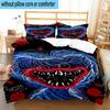 Blue Monster Huggy Family 3pcs Bedding,Including 1pc Duvet Cover And 2pcs Pillowcases Perfect for Christmas,Ideal for Bedroom, Dormitory