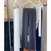 Gray Versatile Thin Pants Women's Casual Pants Spring and Summer New Drawstring Elastic High-waisted Trousers