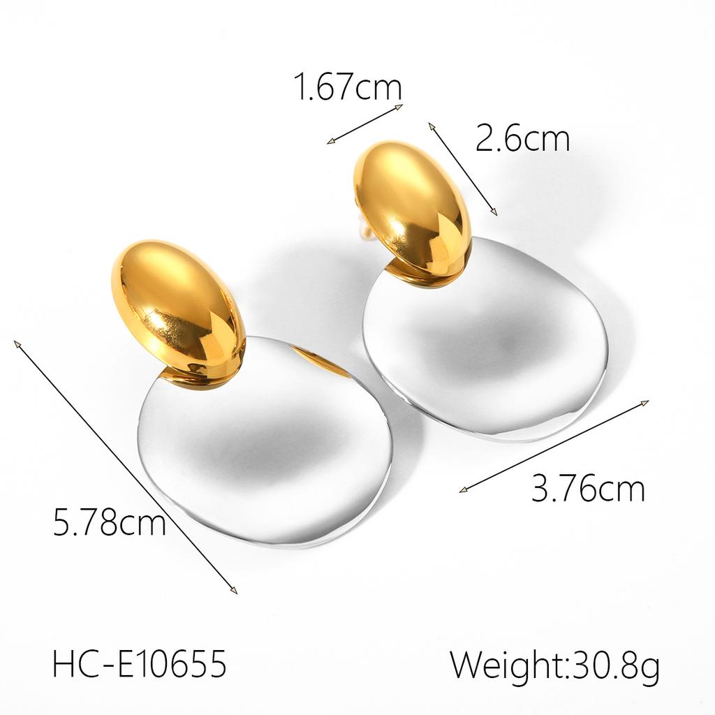 Женские серьги из нержавеющей стали с блочной расцветкой в золотом и серебряном цветах, гладкая геометрическая текстура, солнечная пентаграмма, европейский и американский дизайн, ювелирный подарок