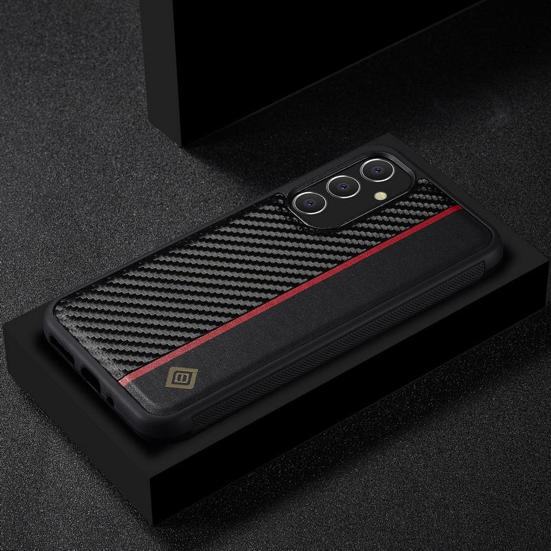 Чехол из кожи с узором из углеродного волокна для Samsung S25 Ultra S24 FE S23 A16 A55 A14 A35 iPhone 16 15 14 13 12 Pro Max 11, противоударный, роскошный, задняя крышка