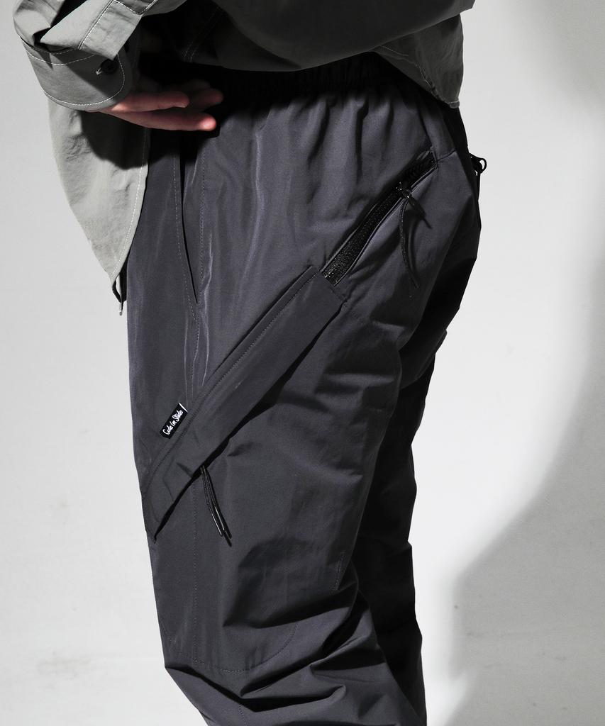 CODE I'M Zipper Pocket Nylon Metal Semi-Wide Pants Charcoal