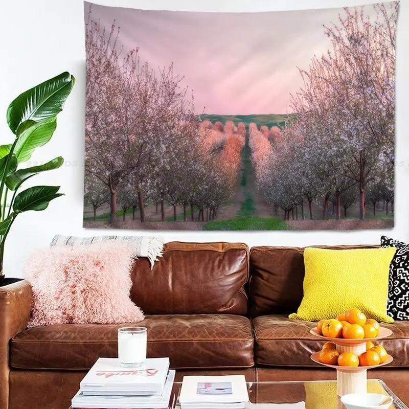 Гобелен для гостиной в офисе Гобелен с изображением цветущего леса Гобелен для украшения стен дома