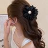 Fabric Flower Pearl Hairpin Back Head Exquisite Simple High Sense Grab Clip Sweet Fashion Versatile Hair Accessories
