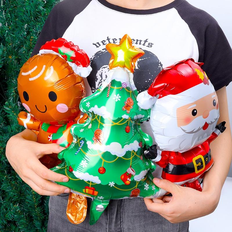 10/1PCS Mini Gingerbread Man Foil Balloons Toy Christmas Tree Santa Claus Children Birthday Party Christmas Holiday Decorations