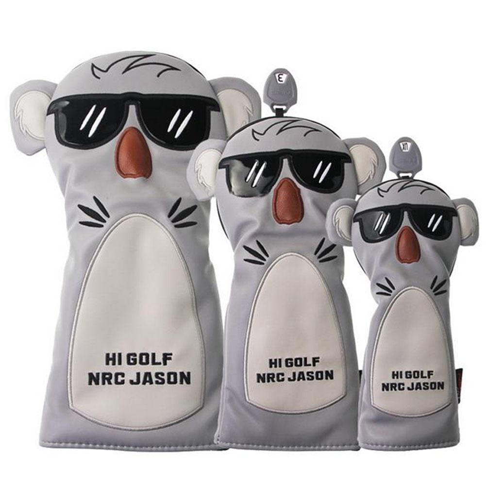 3pcs Golf Wood Head Cover koala PU Leather No. 1 3 UT Driver Headcover Club Protective Sleeves