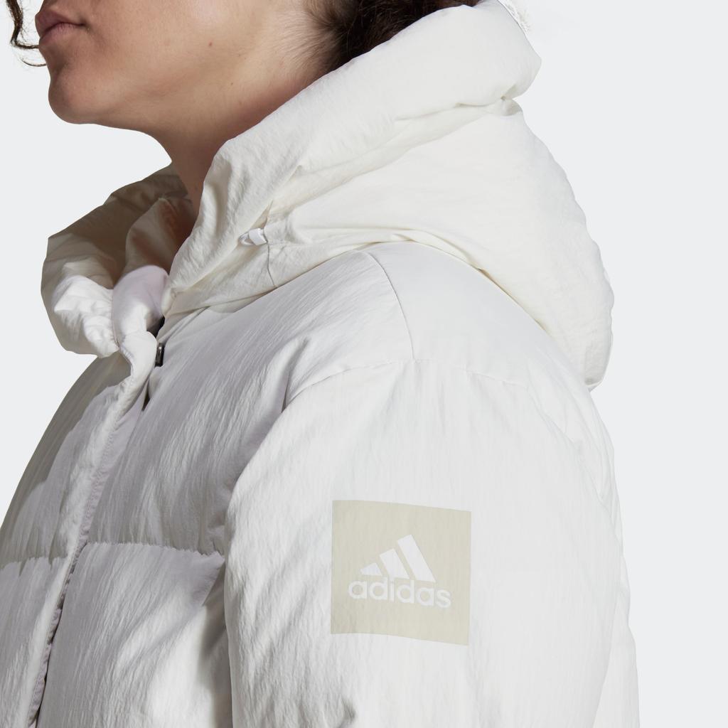 Adidas W Big Baffle C Solid Logo Hooded Loose Long Bread Down Jacket Women Outerwear White HN9939