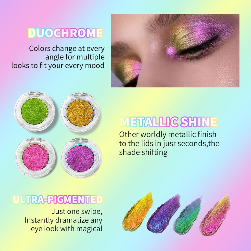 Metallic Glitter Eyeshadow & Highlighter - Long Lasting Waterproof Formula with Holographic Shimmer, Highly Pigmented Sparkling Makeup