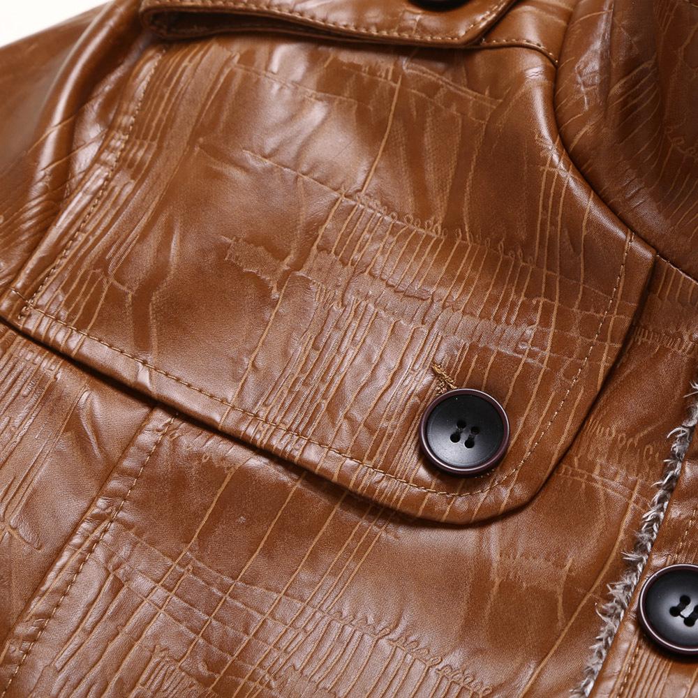 Зимняя мужская куртка из искусственной кожи средней длины Мужская куртка