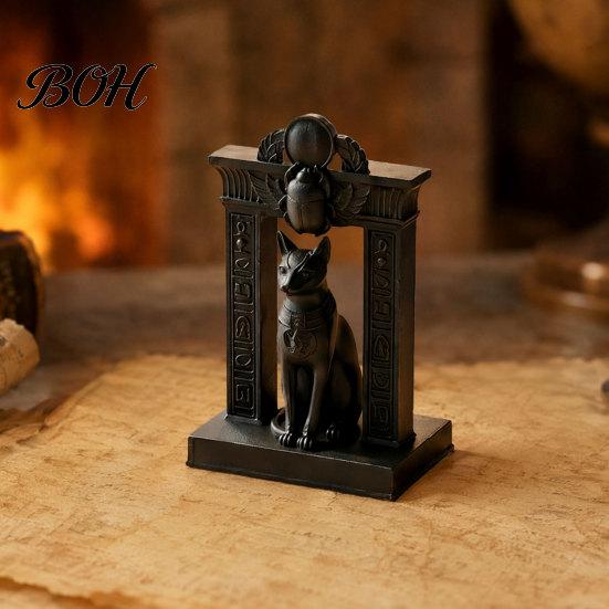Egyptian Cat Statue Statue, Ancient Egypt Inspired Figurine, 3D Printed Decor Vintage Style Ornament for Home Office Desk, Shelf Art Craft Mythology