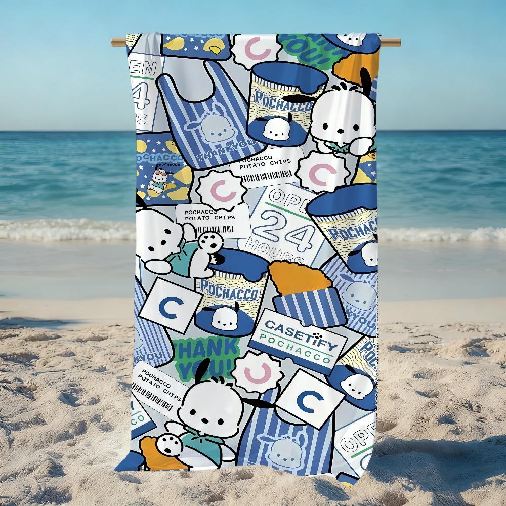 P-Pochacco-O МИЛЫЙ Полотенце Пляжное Быстросохнущее Мягкое Бассейн Полотенца Подарок для Путешествий Тренажерный зал Душ Кемпинг Спорт