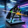 Chinese Swordsman Model Action Figure, Multi-Joints Movable Cloak Man with Accessories, Figure Accessories 3D Printed Articulated Bamboo Hat Figurine