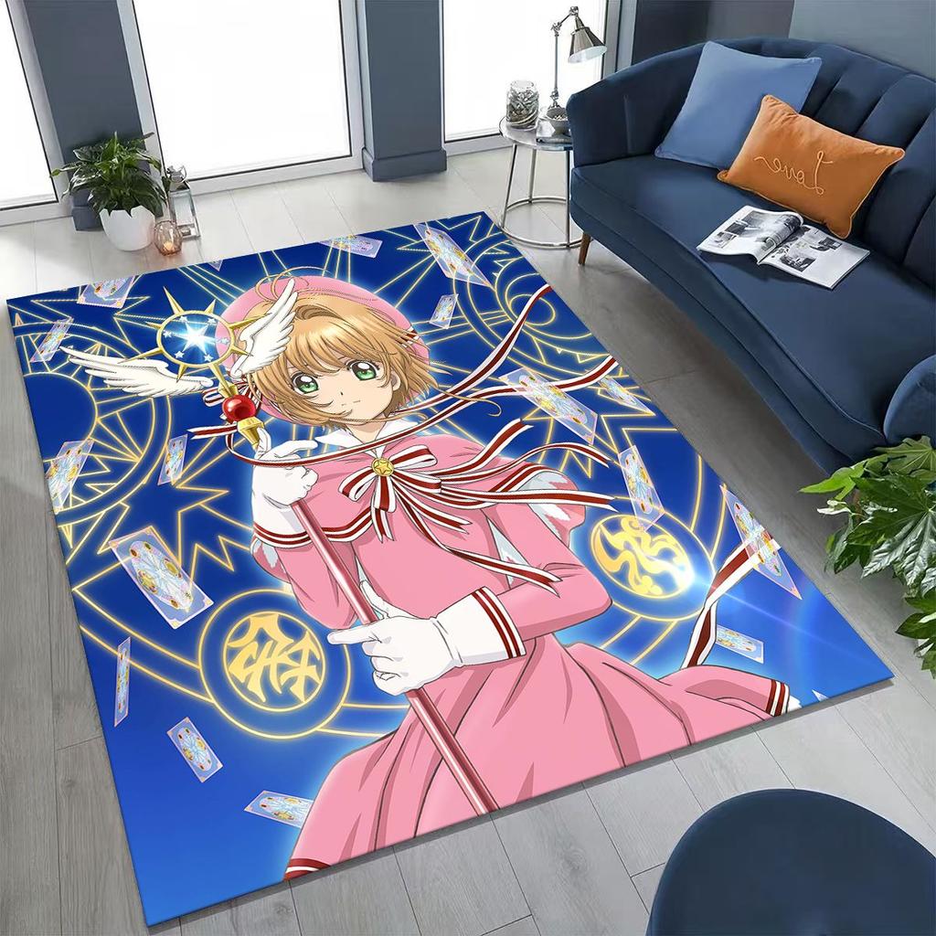 Милый мультяшный коврик с аниме-артом «Карточный ловец Сакура» для спальни, гостиной, дивана, домашний придверный коврик, декор, детский нескользящий коврик для пола