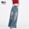 Джинсовая юбка миди Baleno S&K Vintage с потертостями и разрывами