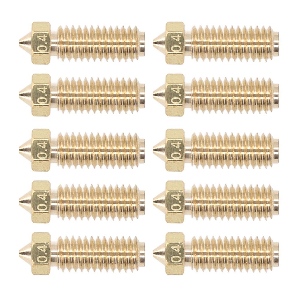 10Pcs 3D Printer Brass Nozzle Strong Heat Conduction Smoothly Inner Wall M6 Brass Nozzle for Kobra3