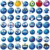 50PCS Indecent Blue Bean Alien Stickers Cartoon Big Face Laptop Cell Phone Luggage Decoration Waterproof Stickers
