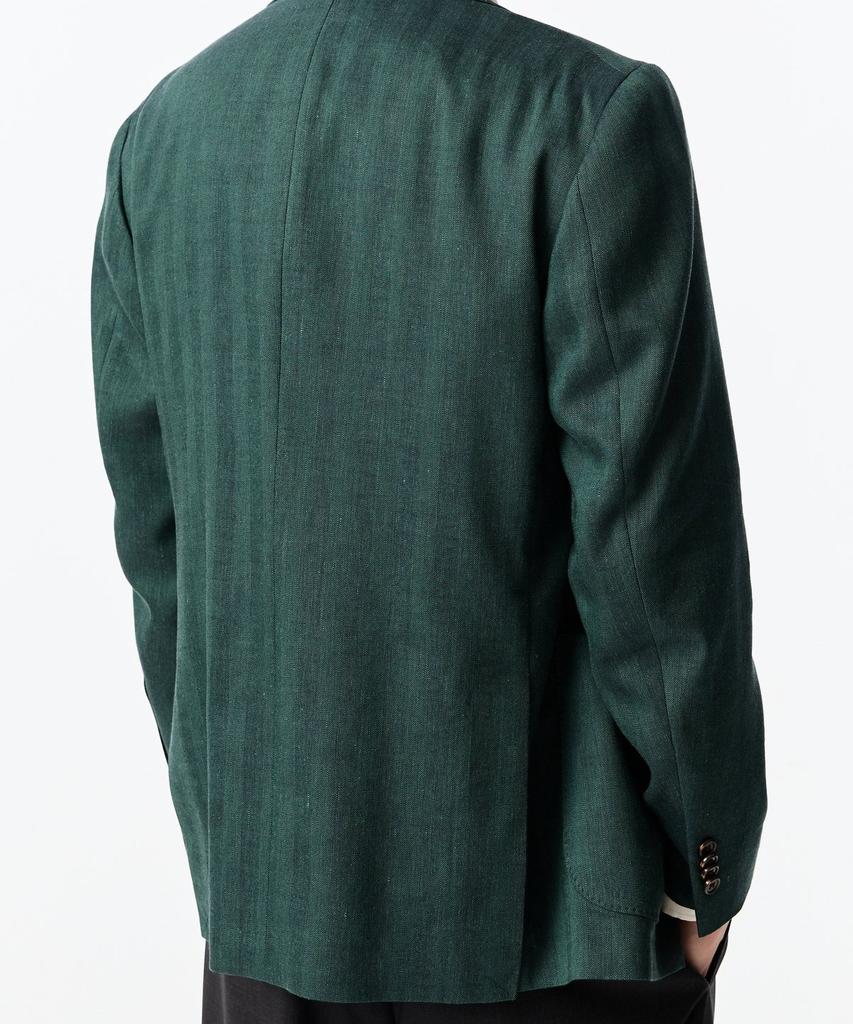 Man On The Boon [Drago] Herringbone Linen Wool Jacket_Green 4714102008