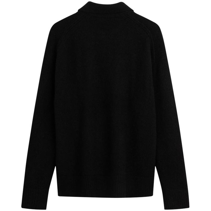 Calvin Klein Ss25 Early Spring Solid Color Half Zip Open Collar Knitted Sweater Men Sweater Space-Black J326738