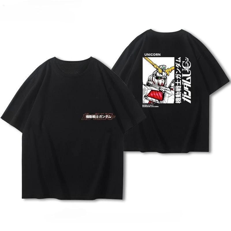 Gundam Unisexs and Womens cotton Tshirts 2026 summer Cartoon pattern Loose casual shortsleeved top