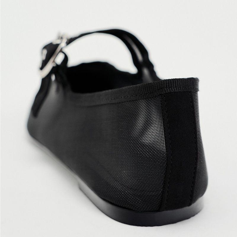 New Black Fashion Mesh Mary Jane Single Shoes Flat Lightweight Casual Ballet Shoes Tide