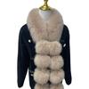 Women Scarf Solid Color Soft Imitation Fox Fur Shawl with Plush Balls Decor Autumn Winter Thickened Warm Scarf