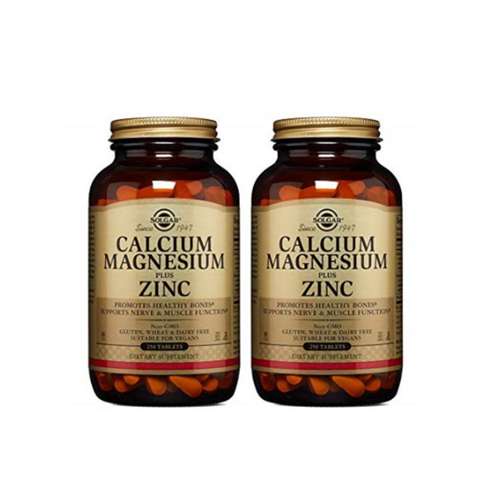 Solgar Calcium Magnesium Plus Zinc Tablets 250 Tablets 2 pcs