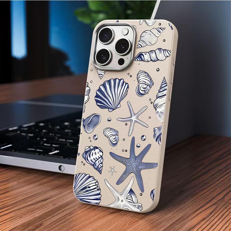 Чехол для телефона 'Элементы Океана' Синий Принт Для iPhone 17 16 Pro 16E 15 14 13 12 11 Pro Max 17 Air X XR XS 7 8 Plus Ударопрочный Чехол