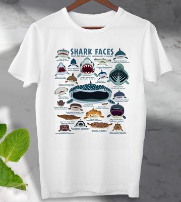 Лица акул Морская жизнь Тип акулы Футболка Унисекс Мужская Женская Топ