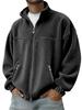  Fall Winter Men's American Style Stand Collar Zip Up Hoodie Casual Jacket Fleece Lined Warm Pullover