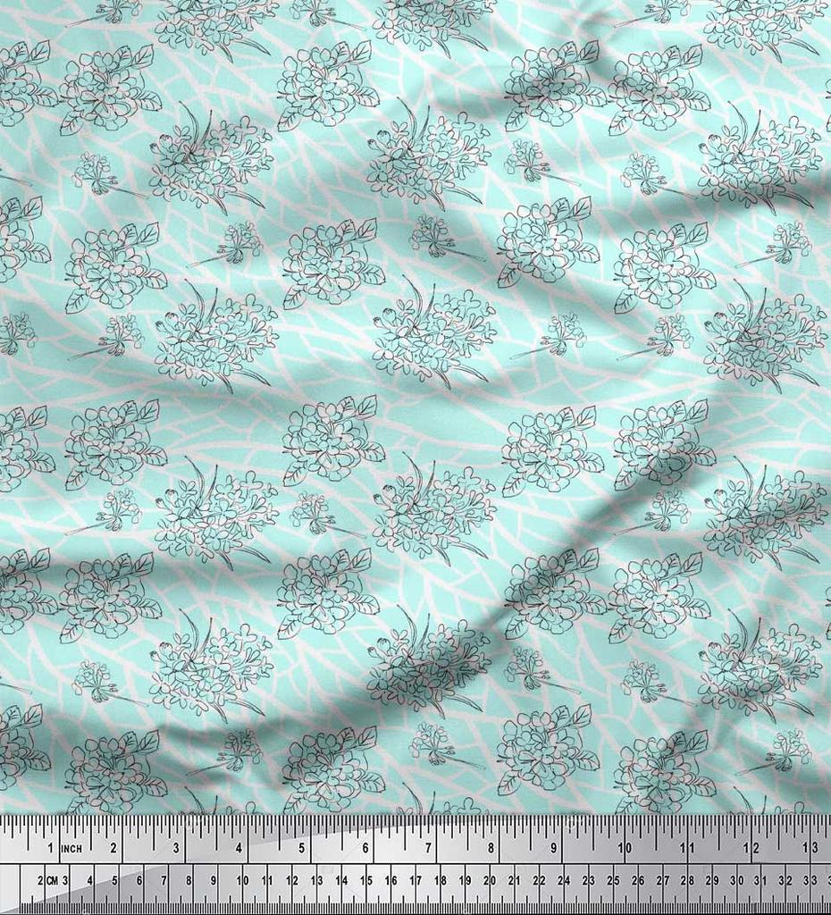 Soimoi Синяя полиэстеровая креповая ткань, черная ткань с цветочным принтом, на метр 42 дюйма