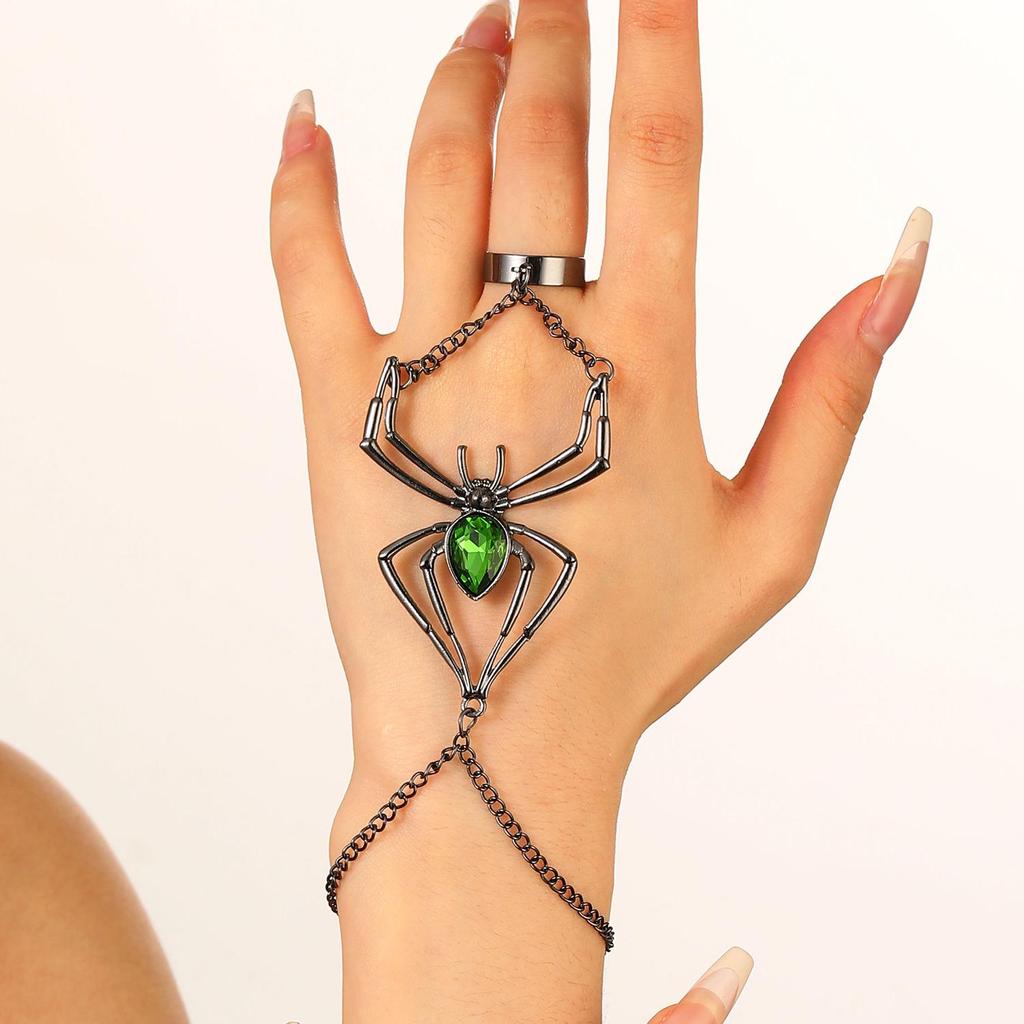 Винтажный изумрудный набор украшений на Хэллоуин с пауком: Ожерелье, серьги и кольцо