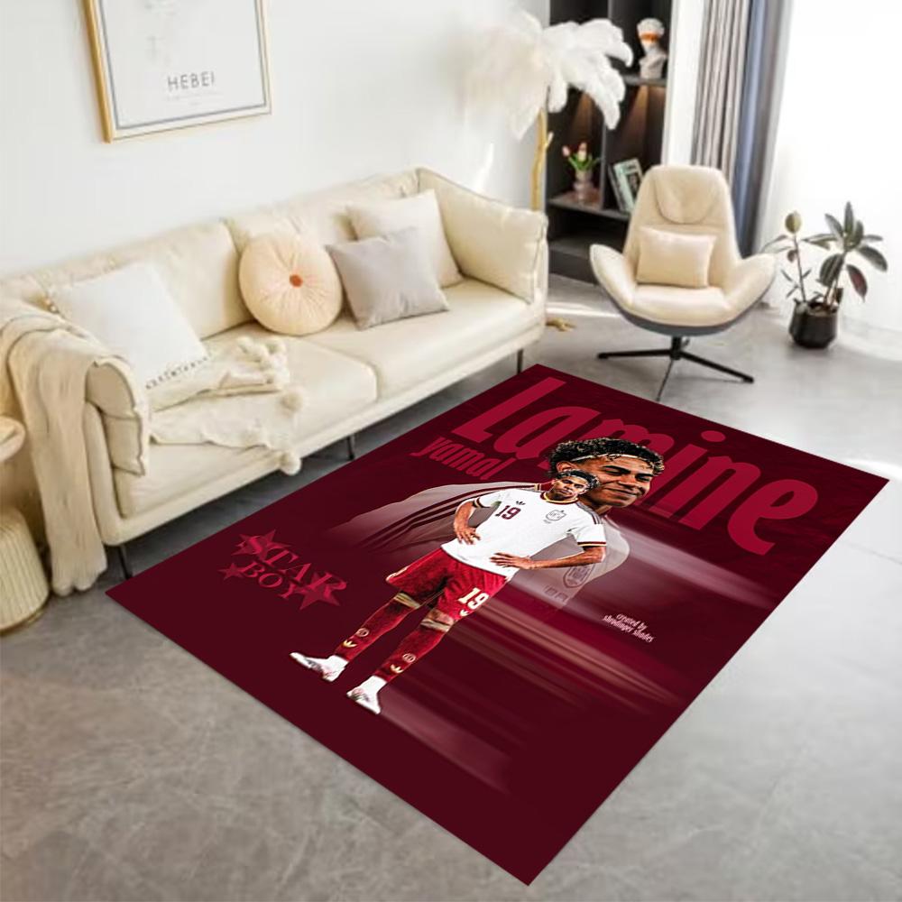 Lamine Yamal's Barcelona Player Action Floor Mat Design for Balcony Dormitory Game Room Foyer Anti-slip Rug Anime Office Decor Spiritual Gift