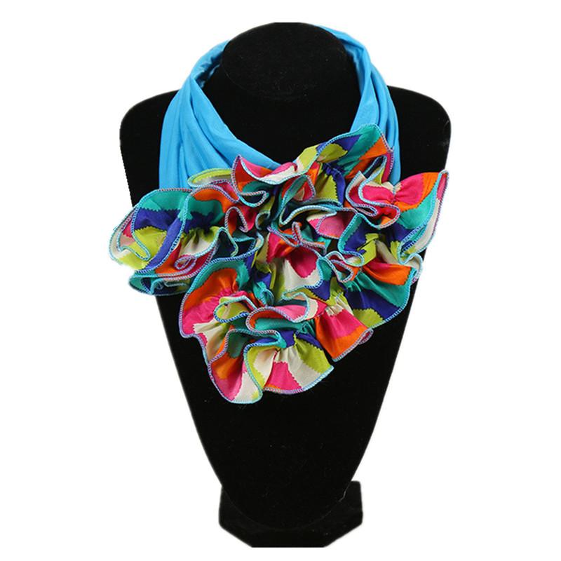 New Trend Women Scarf Floral Collar Scarf Luxury Big Flower Neckerchief Ring Neck Scarves Fashion Bandana Head Hijab For Ladies