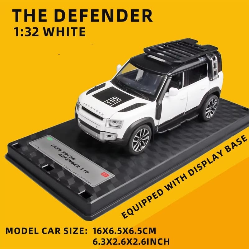 New 1/32 Die-cast Model Car Pull Back Car Toy Collectible for Land Rover New Defender 110 with Sound and Light Boys Gift Collection Ornaments