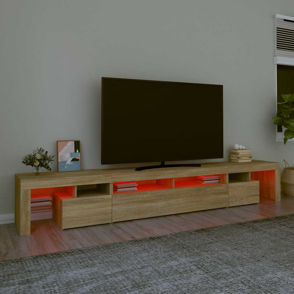 Vidaxl Szafka Pod Tv Z Oświetleniem Led, Dąb Sonoma, 260X36,5X40 Cm