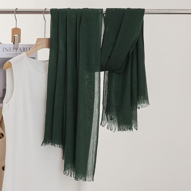 Однотонный тонкий шарф Женская солнцезащитная шаль Однотонный простой Имитация хлопка и льна Шелковый шарф Пряжа высокого класса