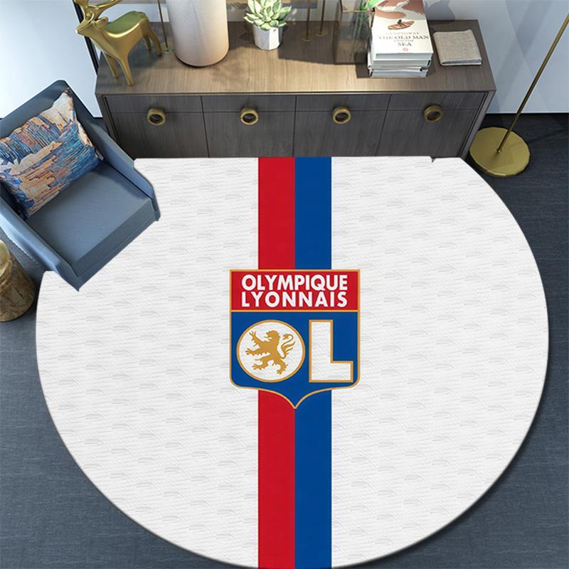 Olympique Lyonnais Round Area Rug,Carpet Rug for Living Room Bedroom Sofa Playroom Decor,Non-slip Floor Mat