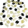 100PCS Cardstock 2025 Graduation Cap Confetti Black & Golden Paper Scatter Decor  Grad Parties