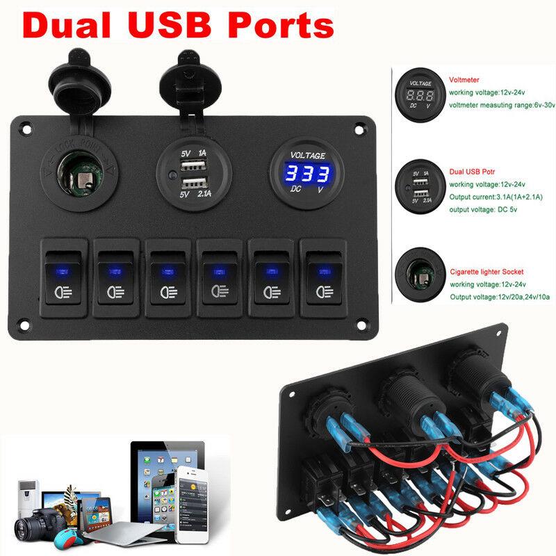 6-клавишный переключатель панели управления светодиодный выключатель кулисы автомобиль морской лодка грузовик цепь