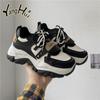 Korean Style Thick Bottom Casual Running Sneakers 2024 New Fashion All-match Simple Color Matching Sports Sheos Autumn Spring