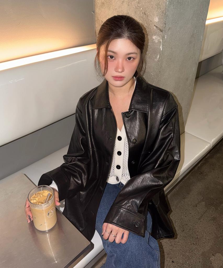 OLIVE DES OLIVE Leather Work Jacket Oe6Xj8780