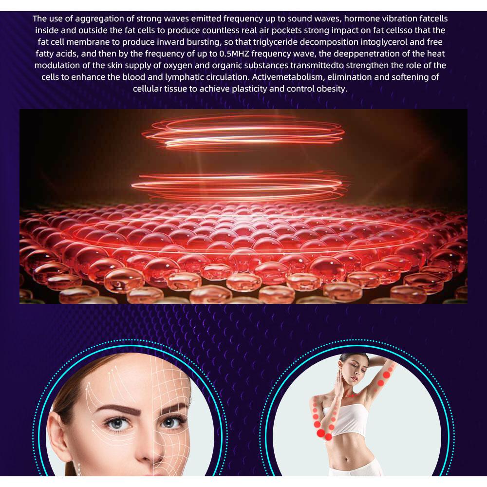 9-в-1 40 кГц Кавитация 0,5 МГц РЧ Лазер 9 Голов Светодиодный Сенсорный экран Воздушное охлаждение 110 В-220 В AC Салонное Контурирование тела