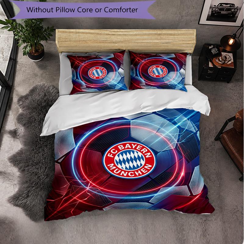 Bayern Munich Pattern 3 Pieces Bedding Set Soft Microfiber Duvet Cover with Pillow Cases for Bedroom
